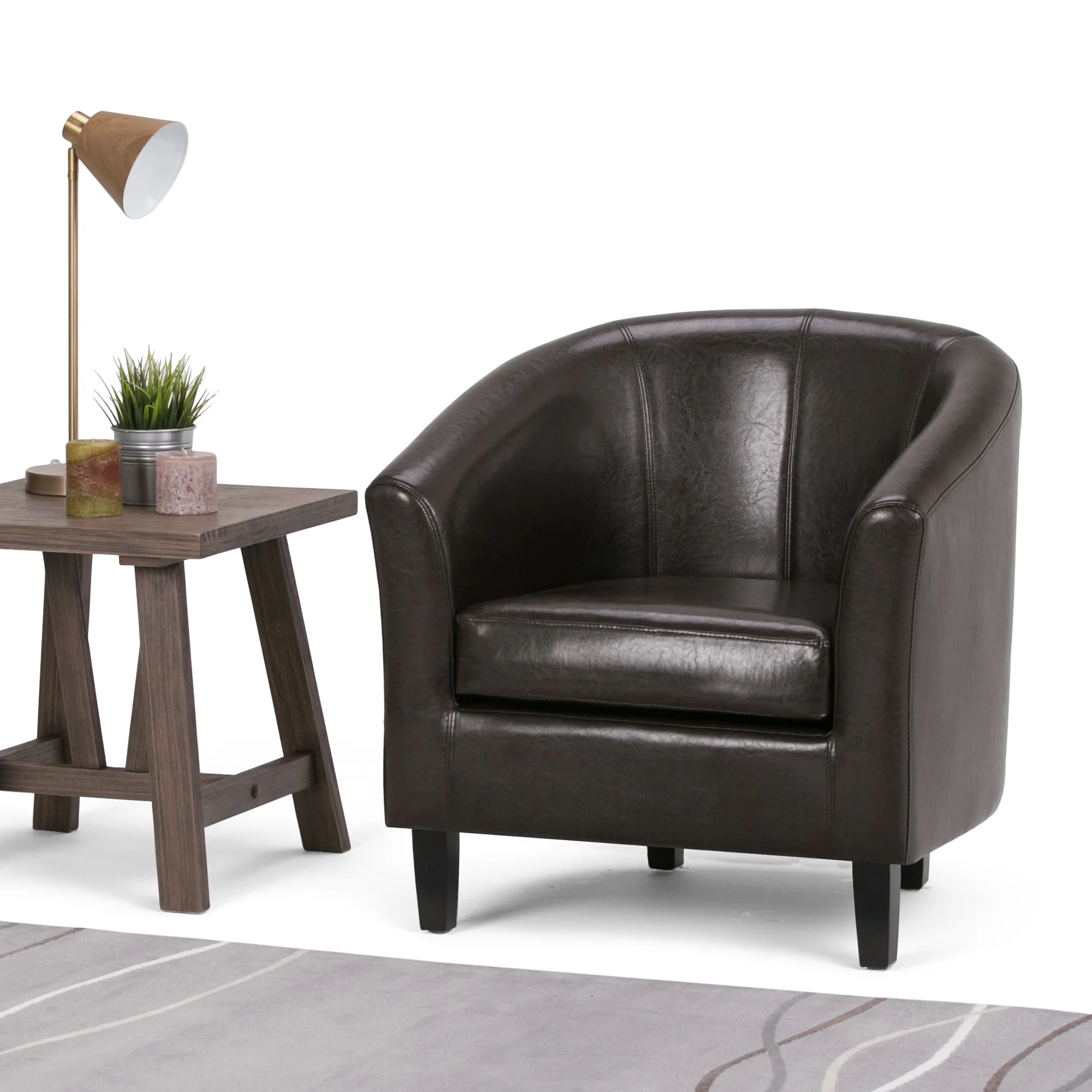Austin 30 inch Wide Contemporary Tub Chair in Brown Faux Leather