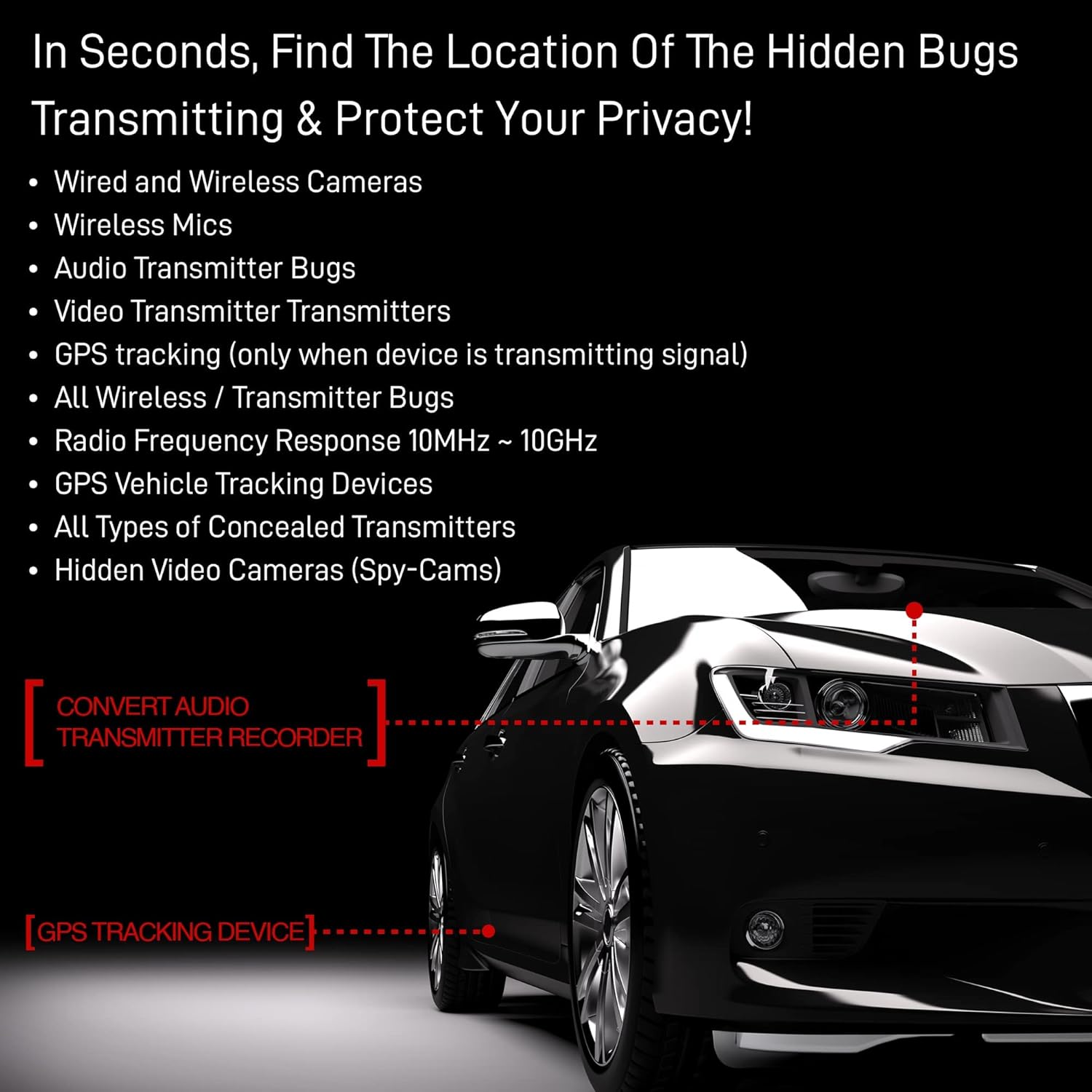 SPYFINDER PRO Hidden Spy Camera Detector - Hidden Camera Tracking Scanner & Hidden Devices Detector - Anti Spy Detector Portable