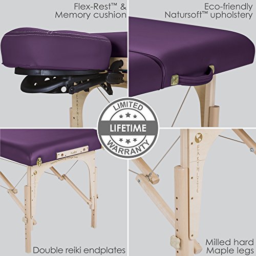 EARTHLITE Portable Massage Table Package AVALON – Reiki Endplate, Premium Flex-Rest Face Cradle & Strata Cushion, Carry Case (30”x73”)