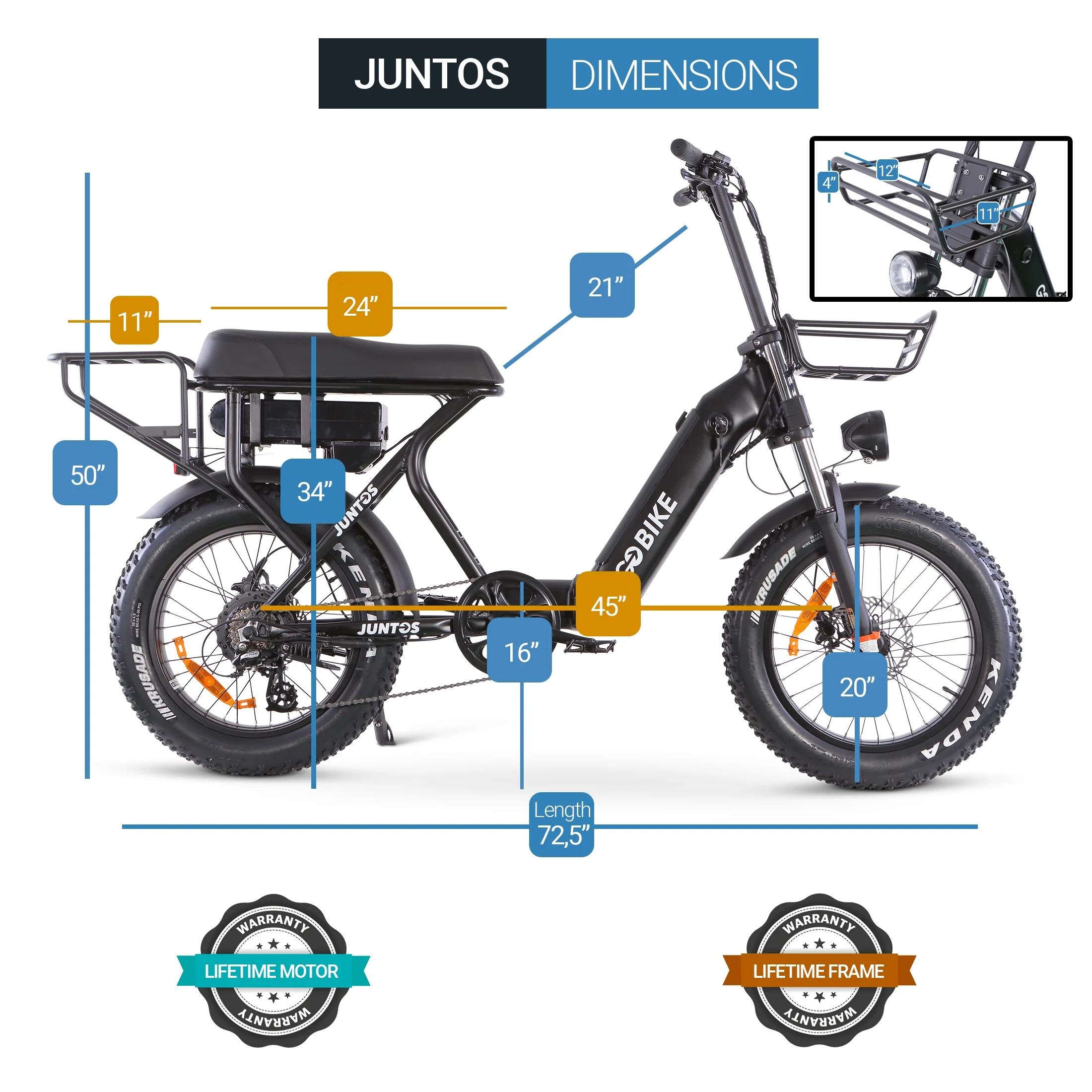 Gobike Juntos Foldable Lightweight Electric Bike - 110 Mile Range 48V 750W Motor Electric Ebike for Adults, Shimano 7-Speed Gear Motorized Bicycles