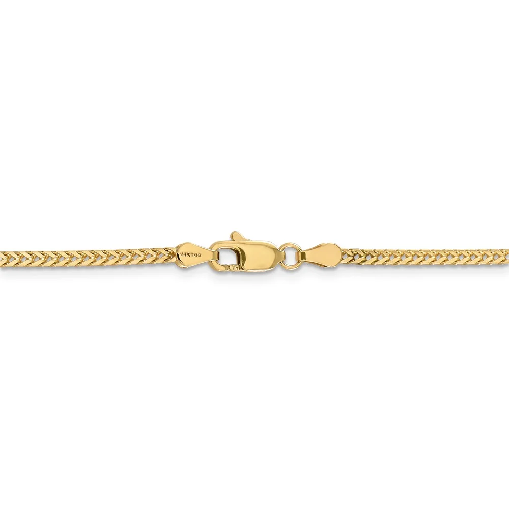 Real 14kt Yellow Gold 2mm Franco Chain; 20 inch; Lobster Clasp; for Adults and Teens; for Women and Men
