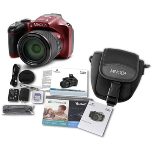 Minolta Pro Shot 20MP Digital Camera – 67x Optical Zoom, Full 1080p HD Video, Optical Image Stabilization, Wi-Fi, 3-inch Articulating LCD Screen