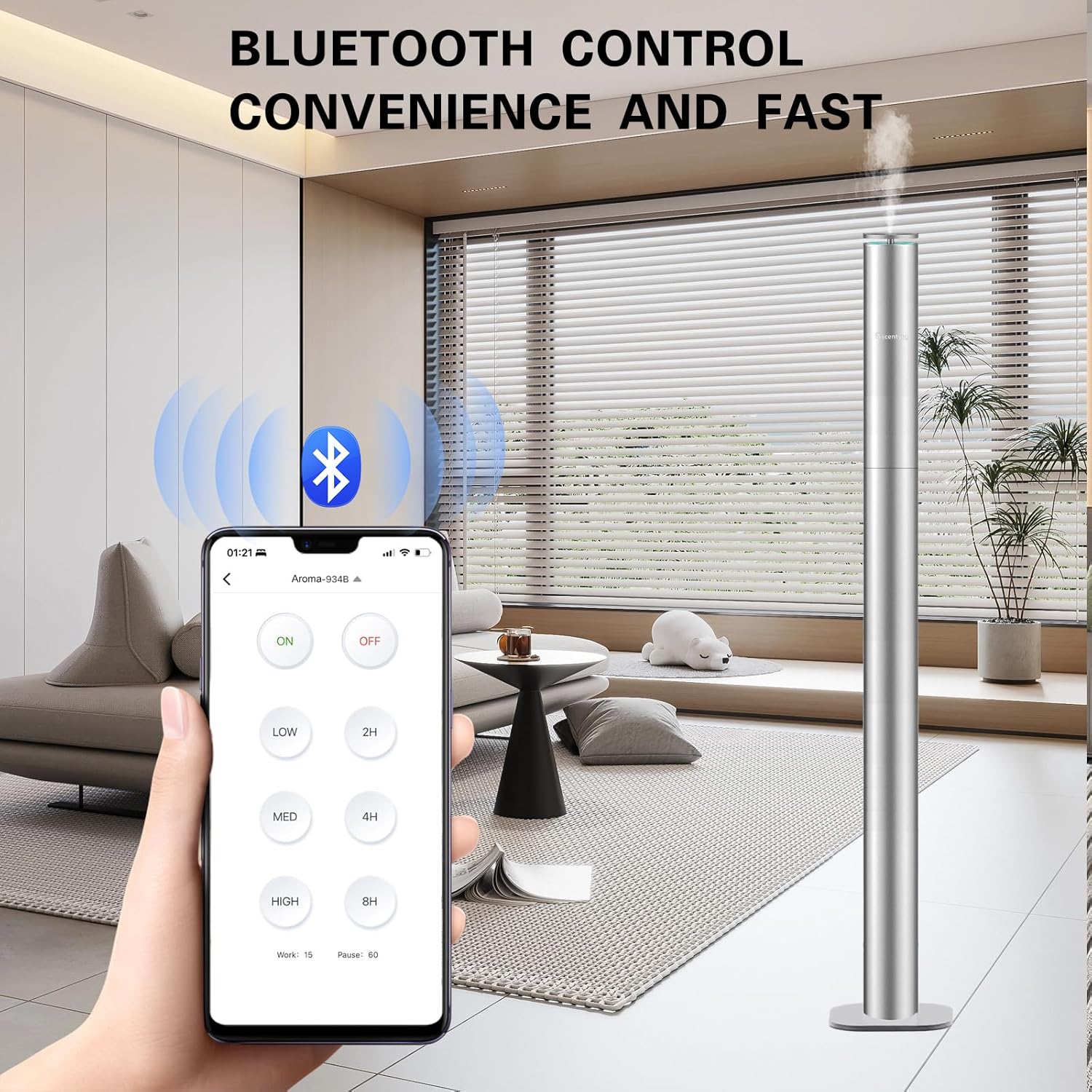 2024 New Smart Bluetooth Luxury Large Height Scent Diffuser for Wholse House,Scent Air Machine for Home,Super Quite,APP Control