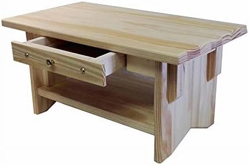 personal altar table w/display shelf: unfinished pine 20"×11"×10" tall ~ (pine 10" w/drawer)