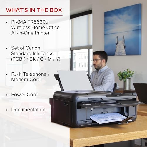 Canon PIXMA TR8620a - All-in-One Printer Home Office|Copier|Scanner|Fax|Auto Document Feeder | Photo, Document | Airprint (R), Android, Black