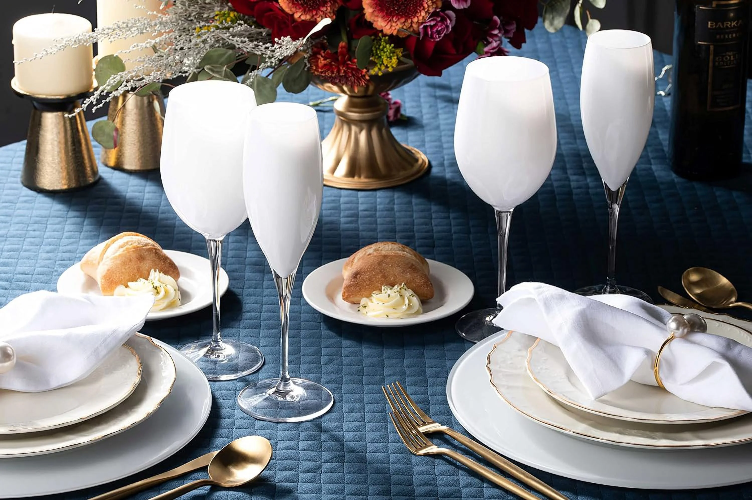 Toasting Flute Glass - Champagne - Flutes - Set Of 6 Crystal Glasses - Wedding Toasting Flutes - White - 11 Oz Made In Europe