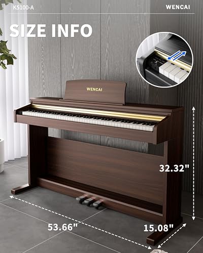 88 Keys Digital Piano Hammer Action Weighted Keyboard Piano, Full Size Upright Electric Piano, Wooden Electronic Piano for Beginner Professional