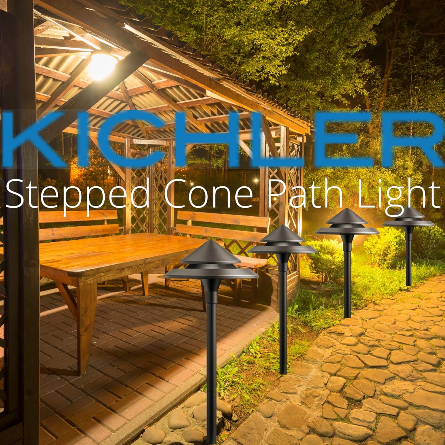 Kichler Showscape Collection #28305; 3-Watt Olde Bronze Low Voltage LED Stepped Cone Path Light with Light Leak for Home Owners