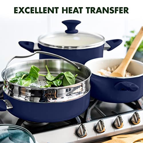 GreenPan Rio 16 Piece Cookware Pots and Pans Set, Hard Anodized Healthy Ceramic Nonstick PFAS-Free, Bakelite Handles, Frypans, Saucepan, Saute Pan