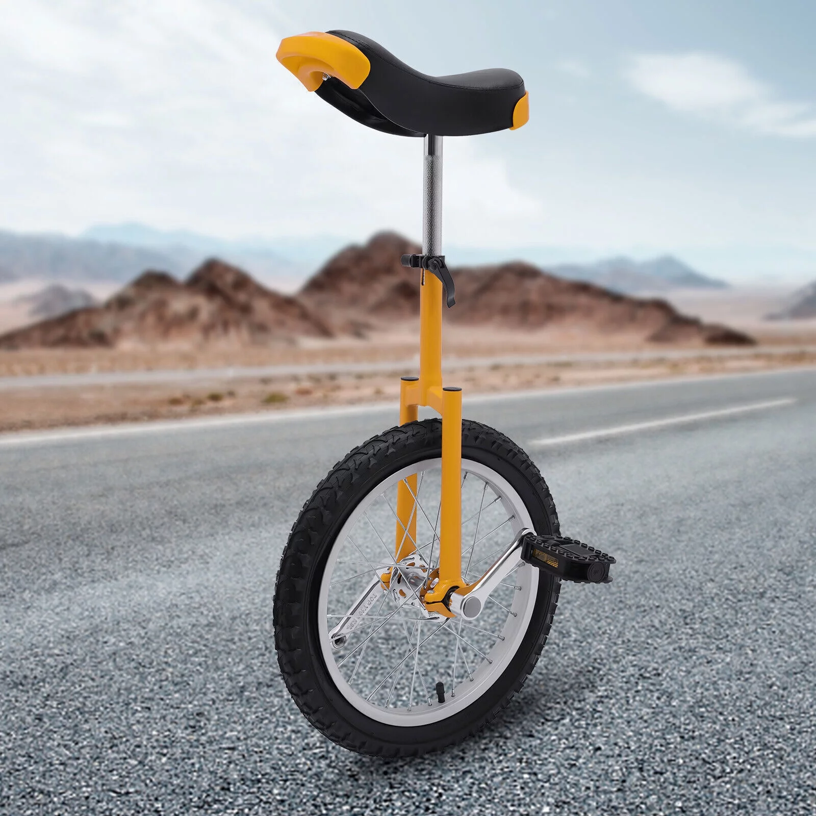 16 Wheel Unicycle with Steel Rim Unicycle One Wheel Bike with Adjustable Height for Adults Kids Beginner Fitness Exercise Balance Training, Skid-proof
