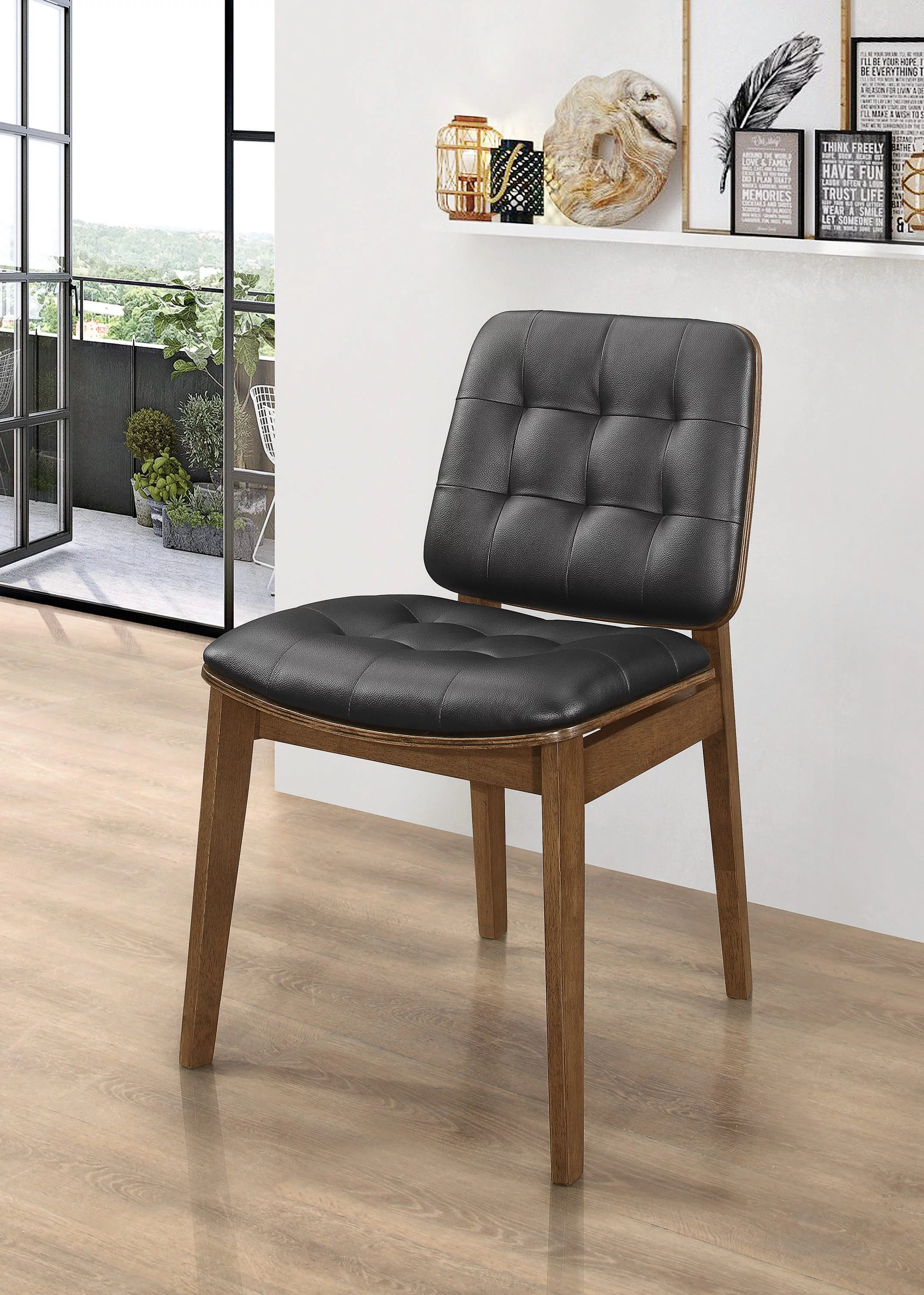 Redbridge Tufted Back Side Chairs Natural Walnut and Black (Set of 2)