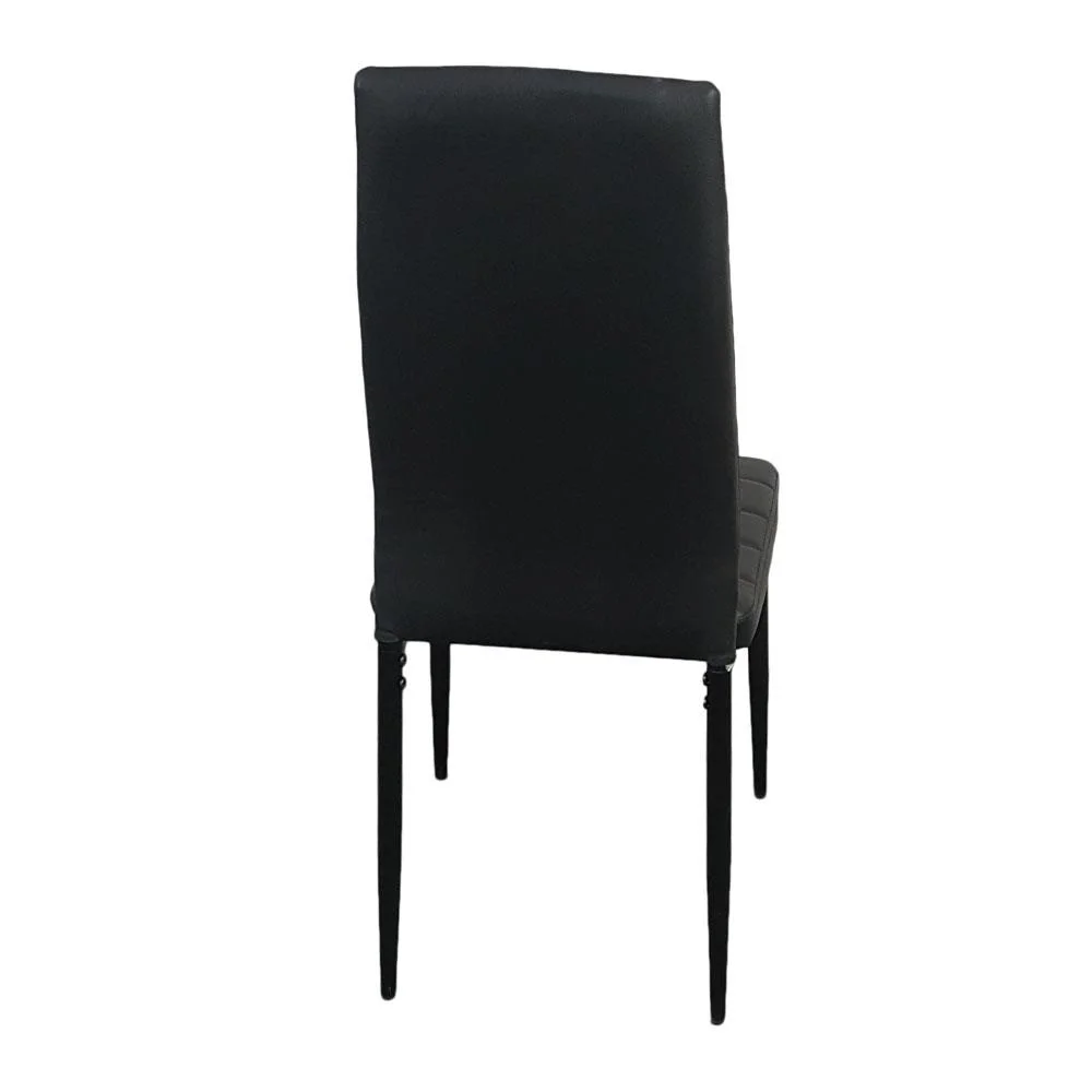 GoDecor Set of 4 Dining Side PU Leather Elegant Design Home Furniture Black
