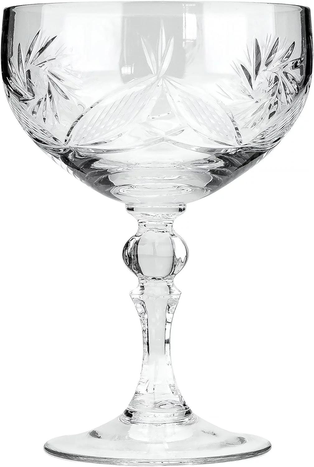 Crystal CR6701, 8 Oz Crystal Champagne/Cocktail Coupe Glasses, Old-Fashioned Hand Made Coupes, Unique Vintage Stemware Set Of 6