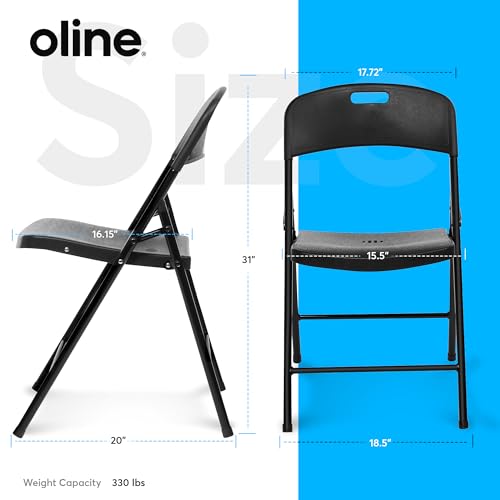 Oline Folding Chair, Indoor Outdoor Plastic Commercial Stackable Foldable Guest Chairs for Events Office Wedding Party Picnic Kitchen Dining
