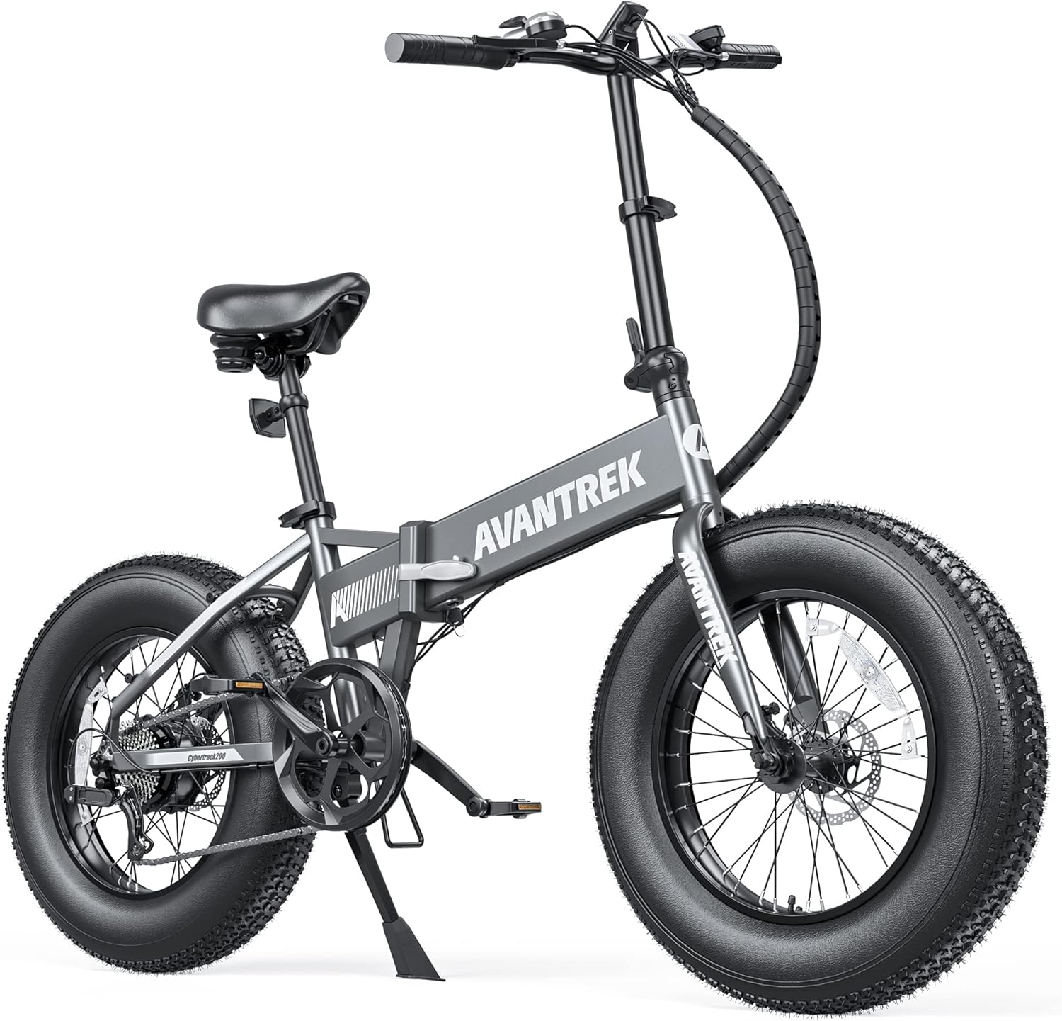 AVANTREK Cybertrack 200 Electric Bike for Adults, 1.5X Faster Charge, 500W Brushless Motor, 48V/10Ah Removable Battery 20'' Folding Fat Tire Ebike