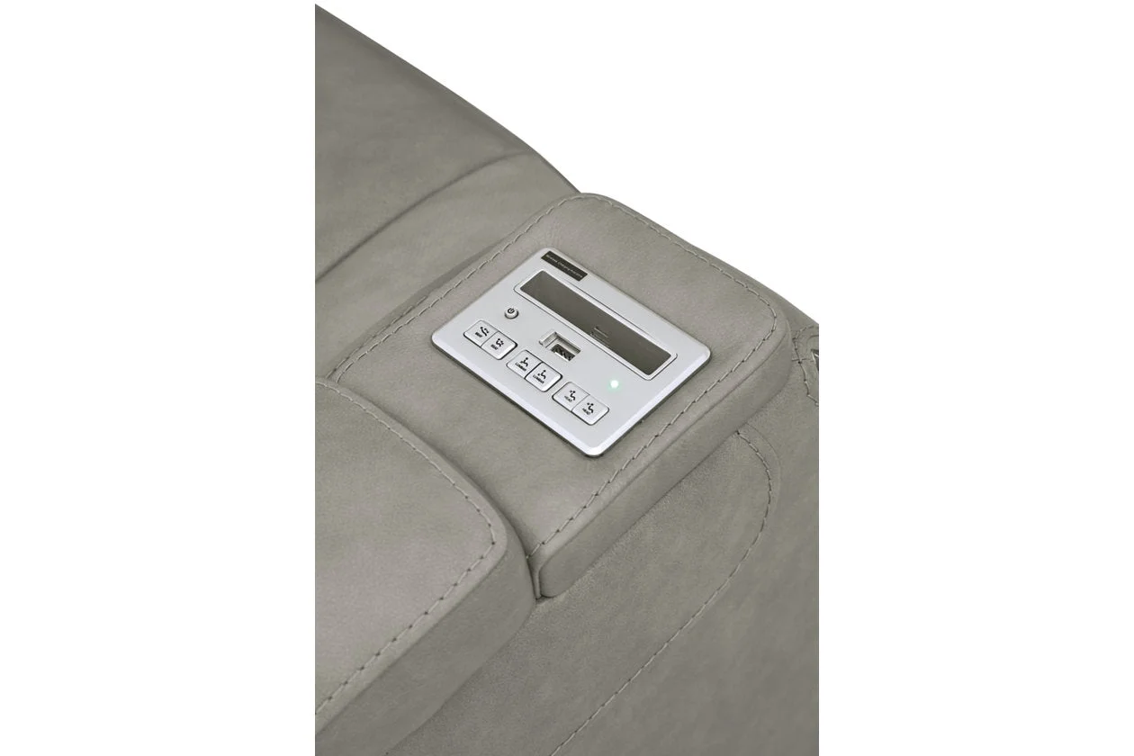 Signature Design by Ashley The Man-Den Leather Power Recliner in Gray