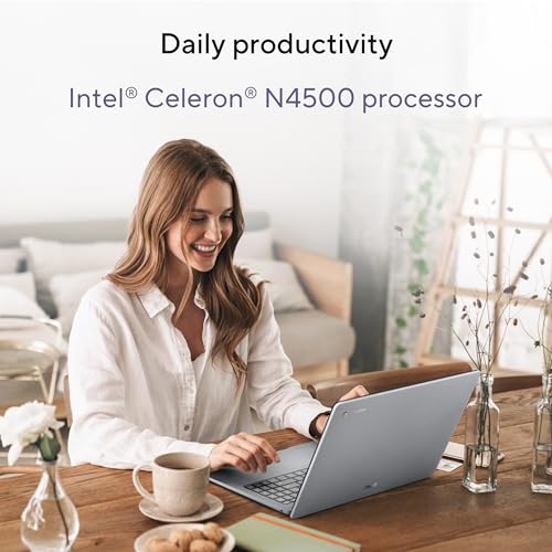 ASUS Chromebook CX15 Laptop, 15.6" FHD Anti-Glare Display, Intel Celeron N4500 Processor, 128GB Storage, 8GB RAM, ChromeOS, Pure Grey