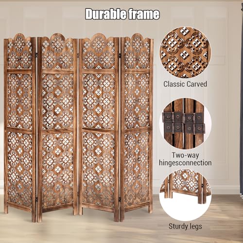5.6FT Tall Room Divider,Japanese Room Divider 6 Panel Shoji Screen Room Dividers
