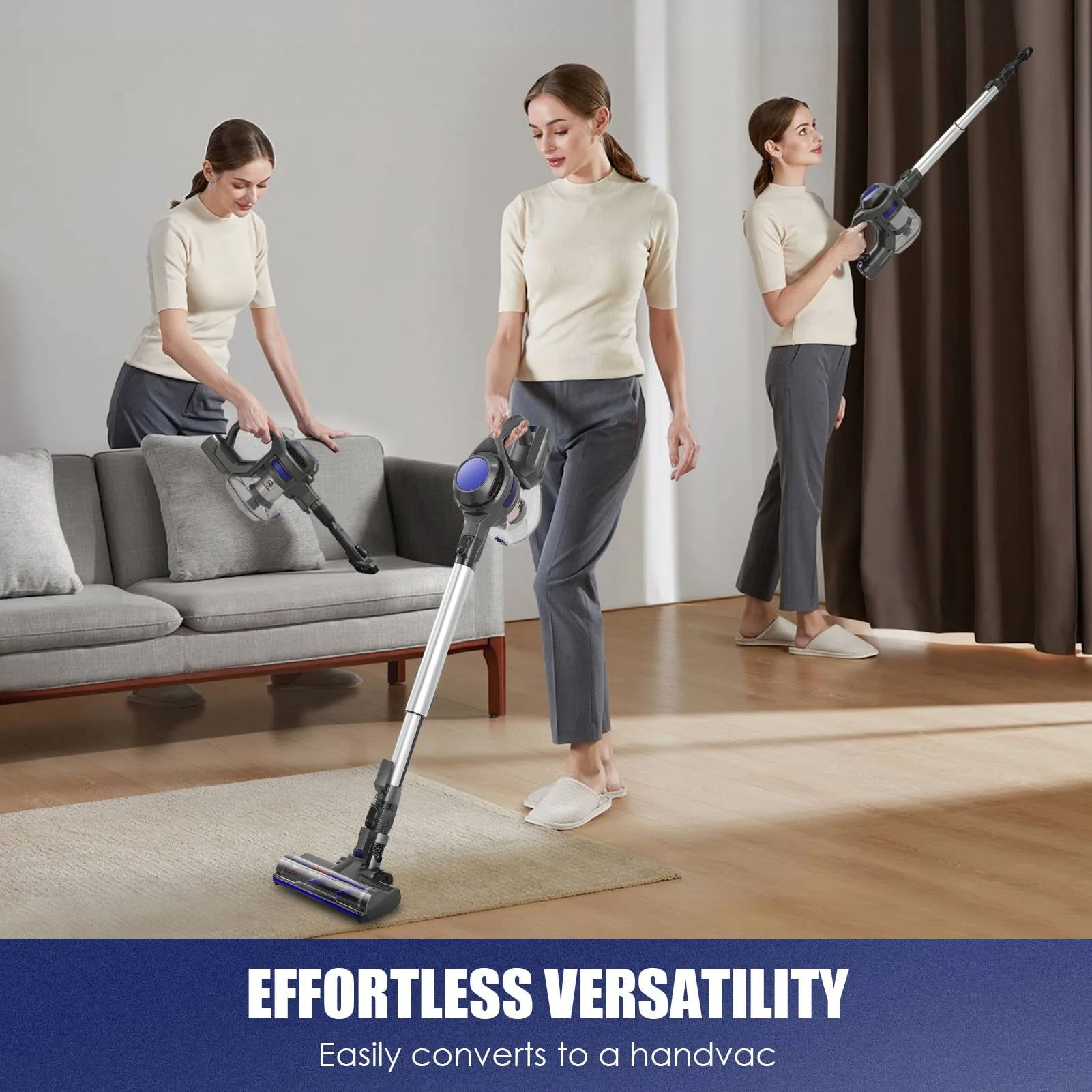 Moosoo Cordless Vacuum 4-in-1 Lightweight Stick Vacuum Cleaner, XL-618A