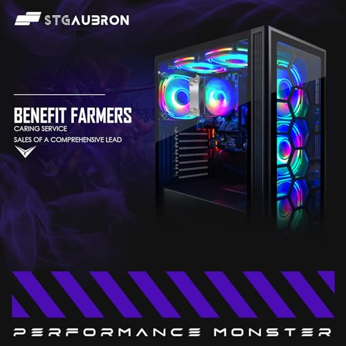 STGAubron Gaming PC Computer Desktop, GeForce RTX 2060 Super 8G, Intel Core I7 8th up to 4.1GHz, 16G DDR4, 1T SSD, WiFi 6 & BT 5.2, RGB Fan x6