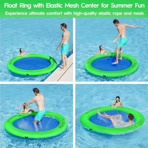 Round Floating Ring Inflatable Water Hammock Heavy Duty River Floats Lake Raft for Adults Tanning Pool Lounger Float Island Platform Pad Mat for Party
