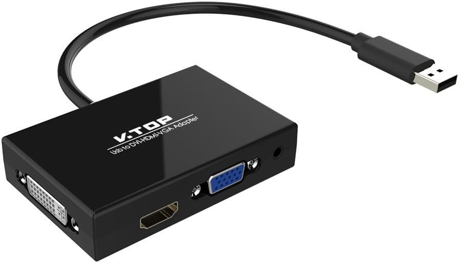 USB 3.0 to HDMI-DVI-VGA Video Graphics Card Adapter for Multiple Monitors-Add HDMI and DVI-D or HDMI and VGA (Compatible for Windows 10, 8.1, 7, XP)