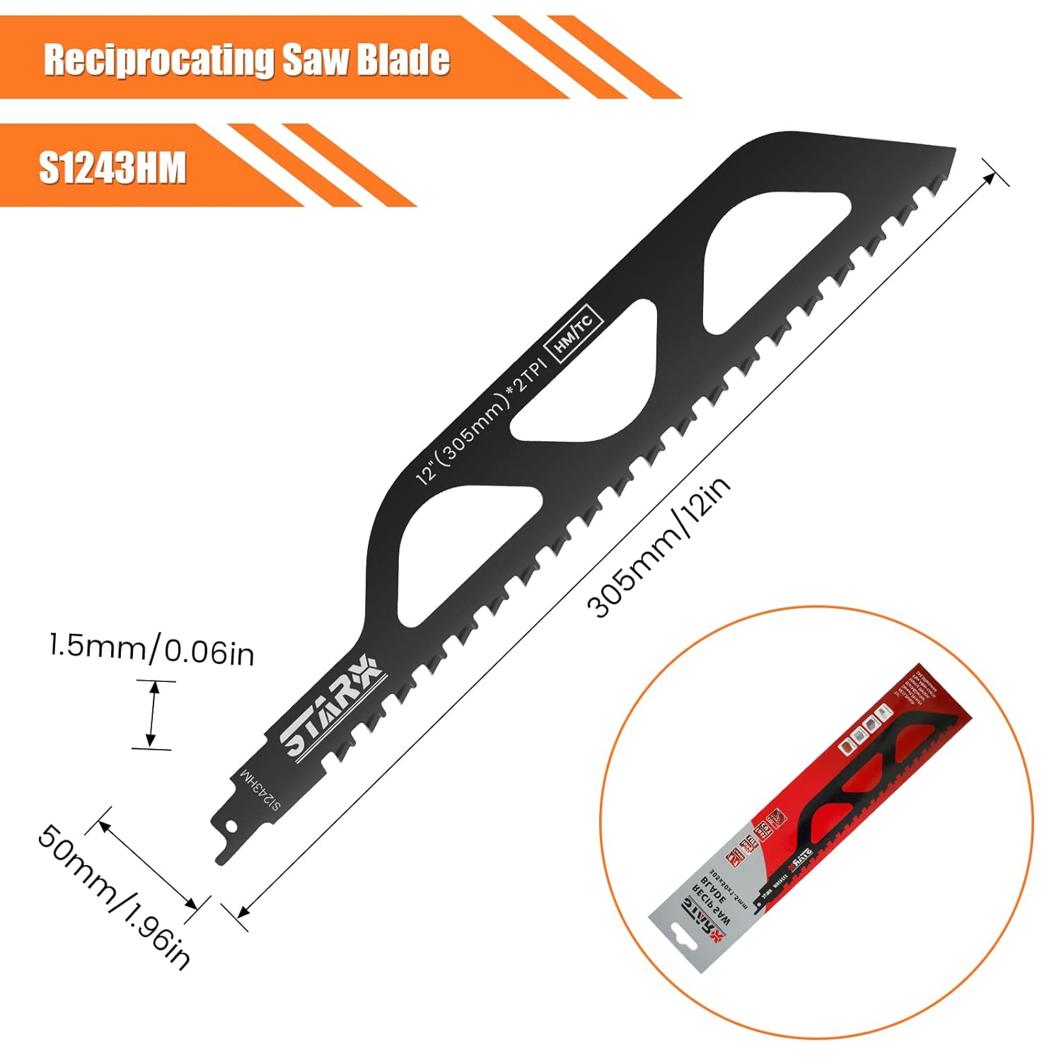 JTWEB Reciprocating Saw Blades, Demolition Masonry Hard Alloy Saw Blade for Cutting Wood, Fiber Cement and Brick, Porous Concrete