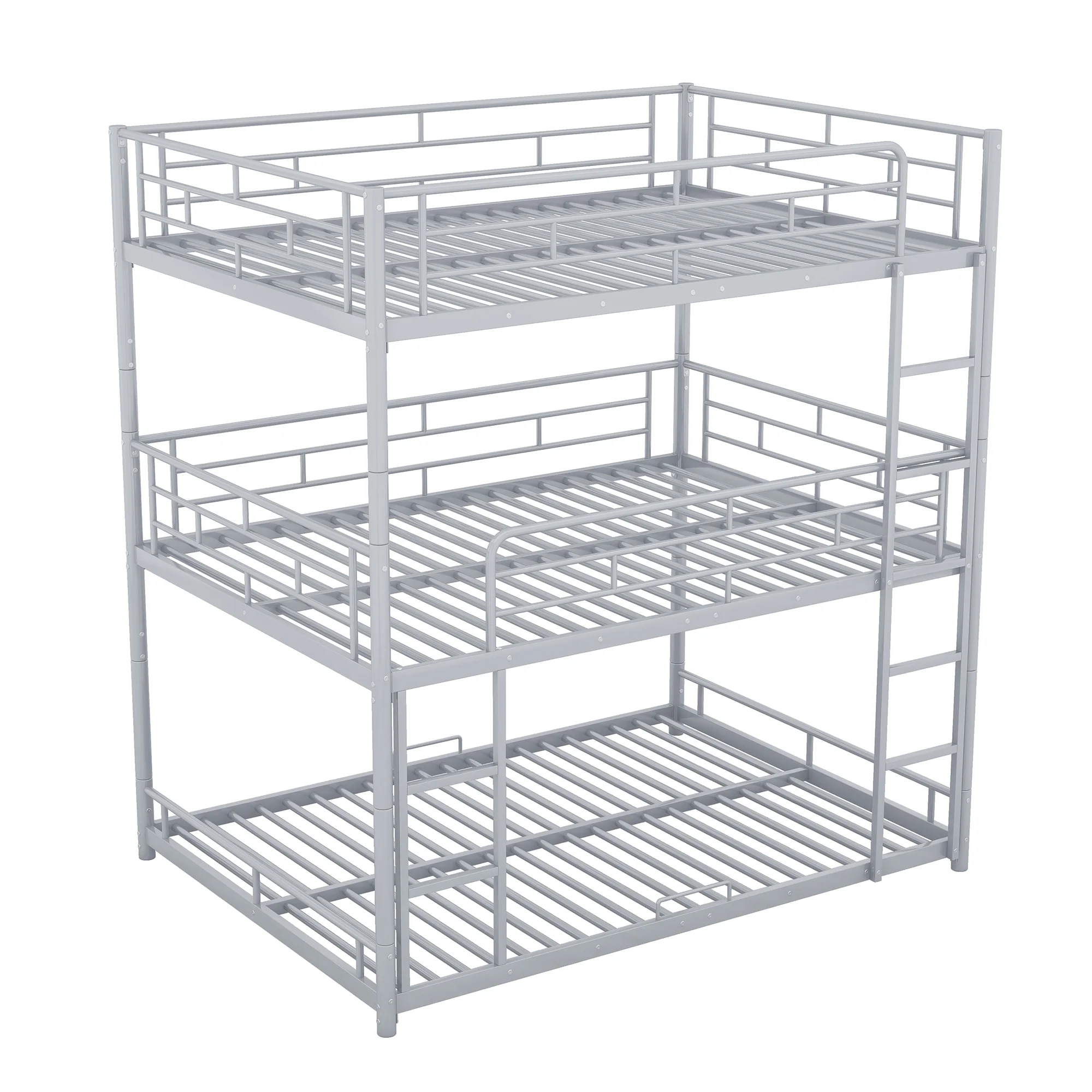 Nestfair Silver Full Size Metal Triple Bunk Bed