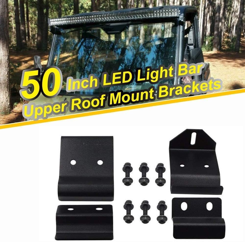 WeiSen LED Light Bar Mount Windshield Kit 50 288W Curved Front Pillar Side 2x 18W 3 Cube Lights Brackets w/ 2x Wiring Kit Full Size Pro-Fit Cage