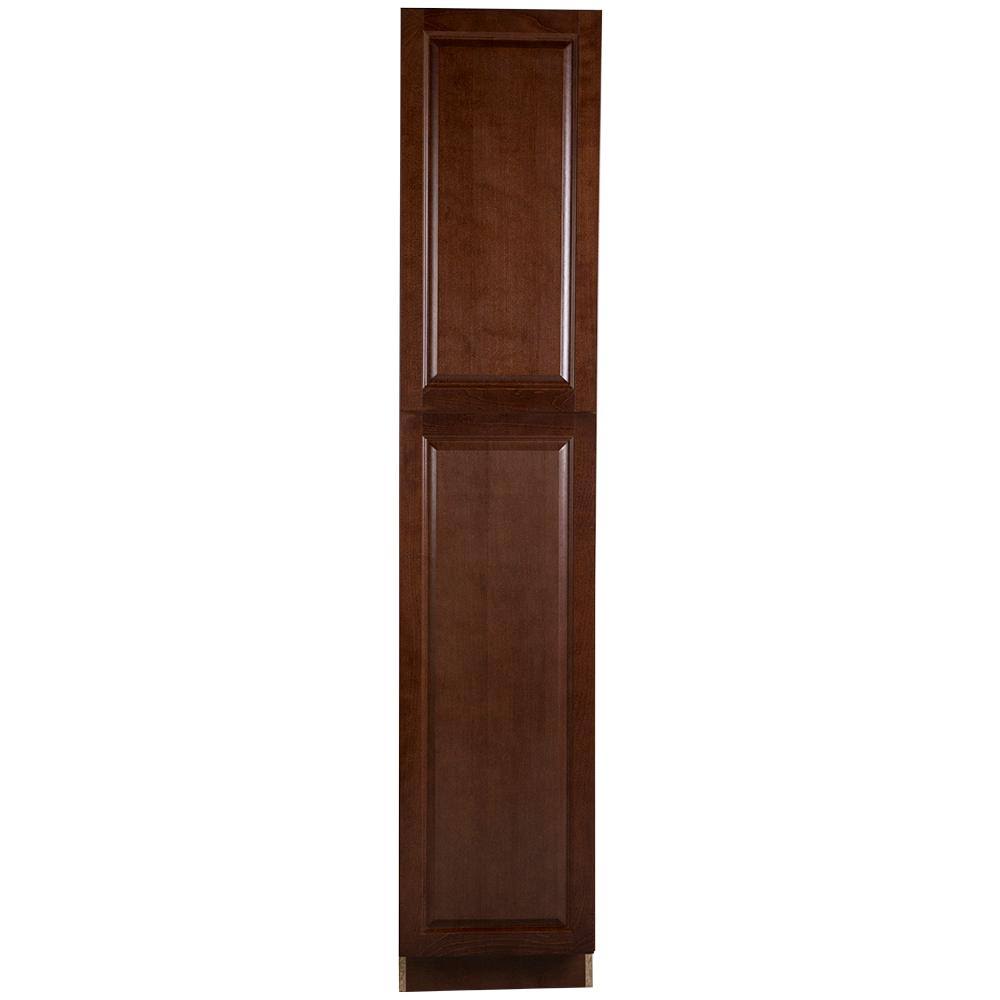 Hampton Bay Benton Assembled 18x90x24 in. Pantry Cabinet with Adjustable Shelves in Amber