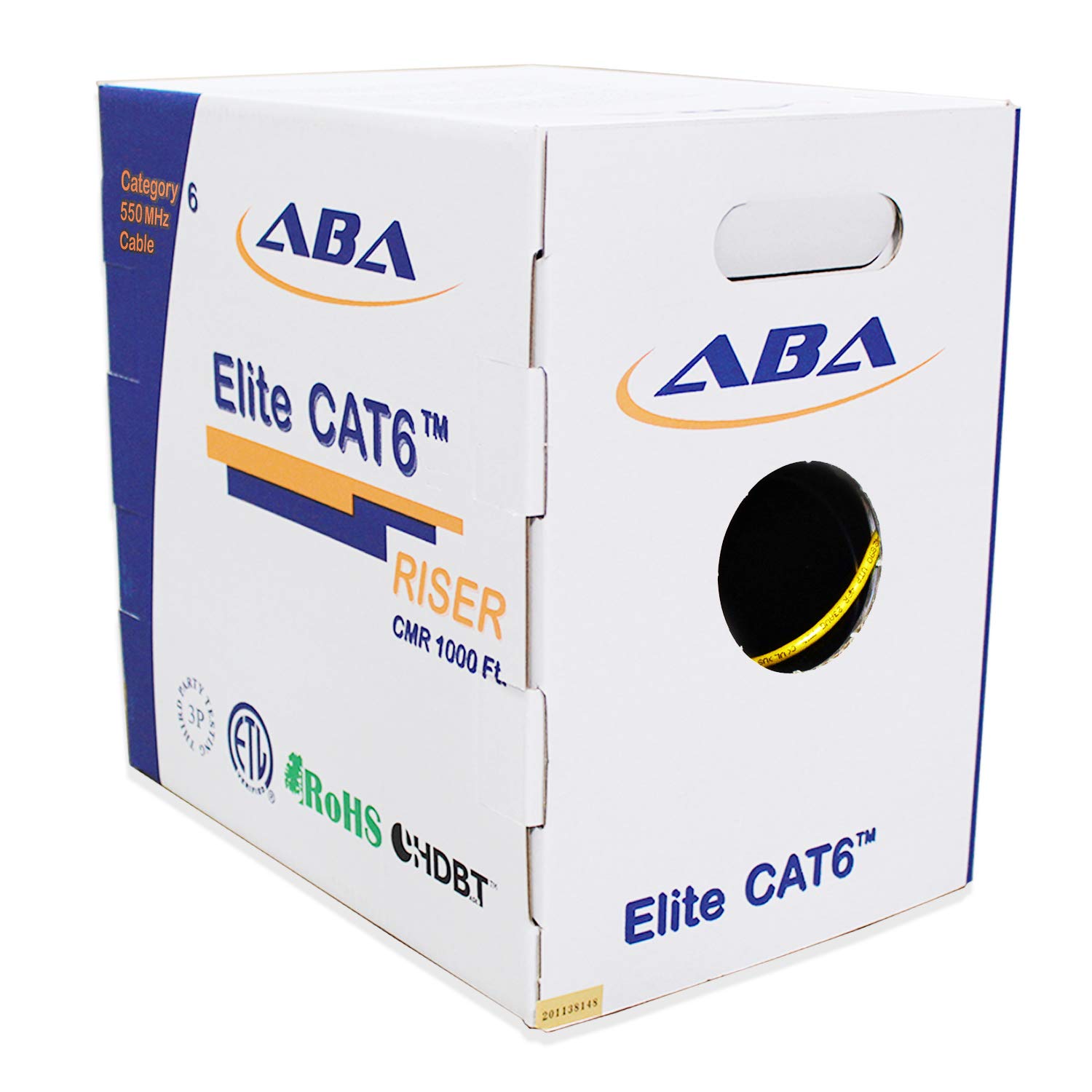 Cat6 Riser (CMR), Ethernet Cable 1000ft, Blue, No Spline, Unshielded Twisted Pair (UTP) 23AWG, Solid Pure Bare Copper, 550MHz, UL Certified