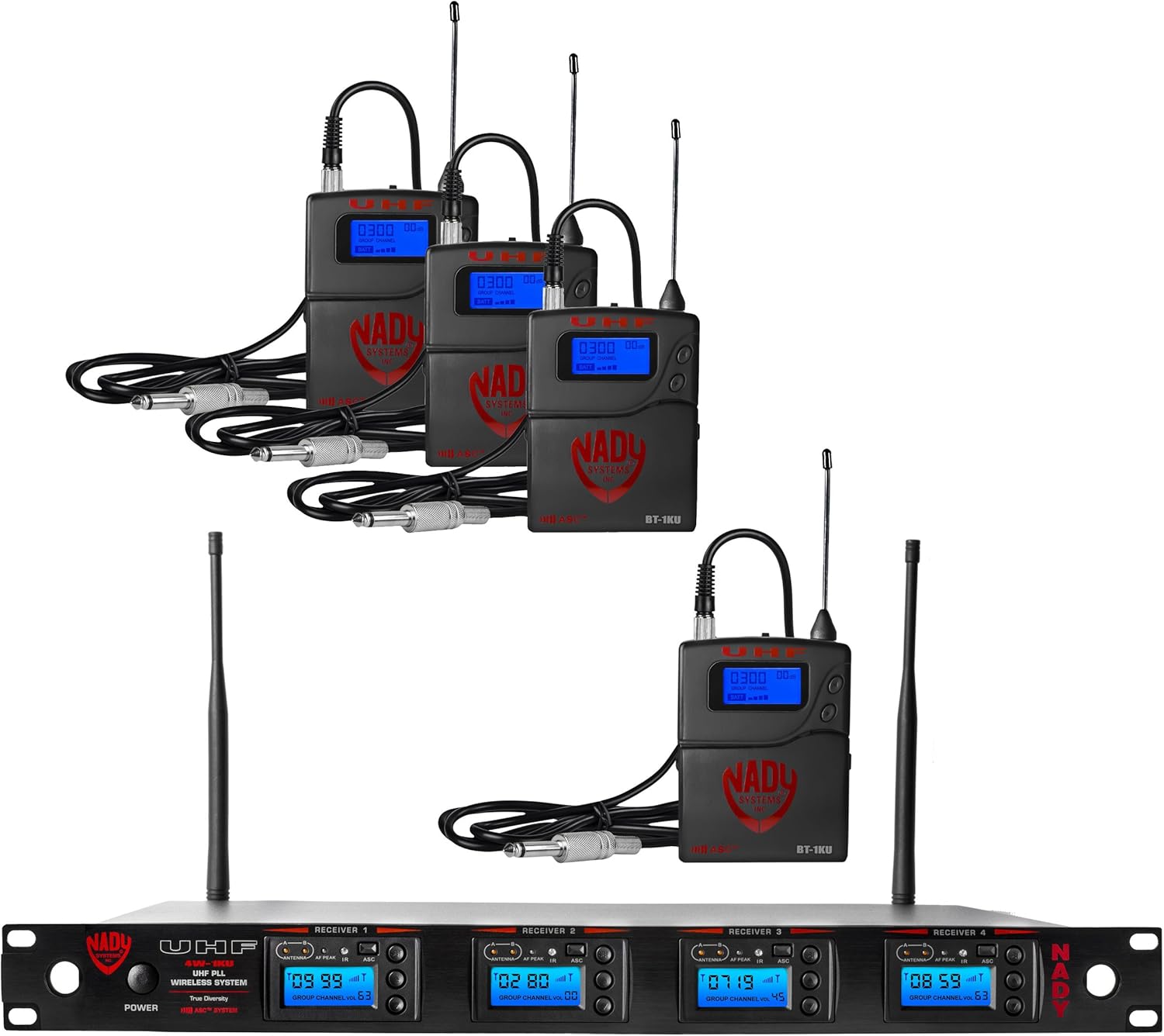 Nady 2W-1KU LT Dual True Diversity 1000-Channel Professional UHF Wireless System with 2 Lapel/lavalier Microphones – Autoscan – Automatic Transmitter