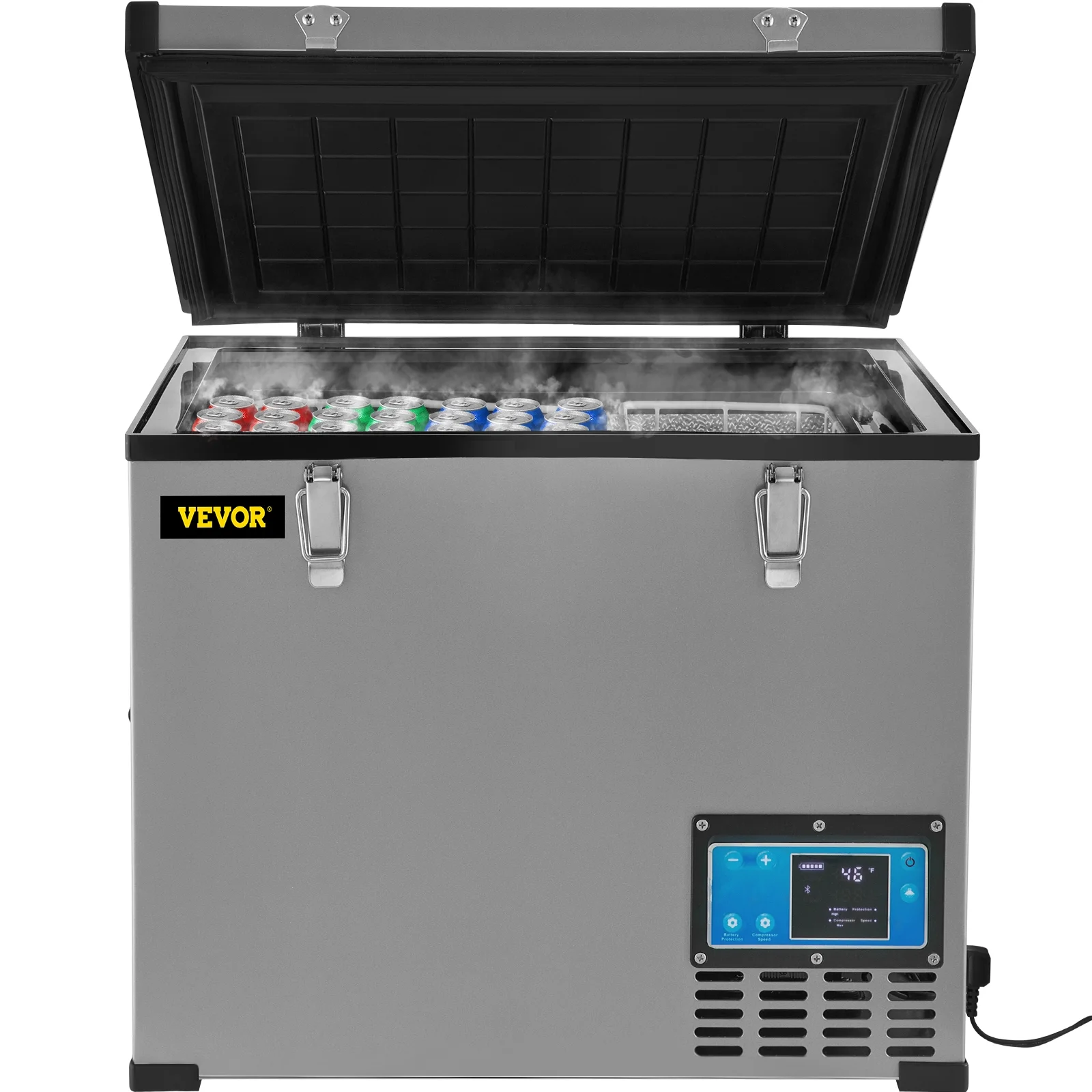 VEVOR Car Refrigerator, 48 Qt, 12v Portable Freezer with Single Zone, 12/24V DC & 110-240V AC Electric Compressor Cooler w/ -4℉-68℉ Cooling Range