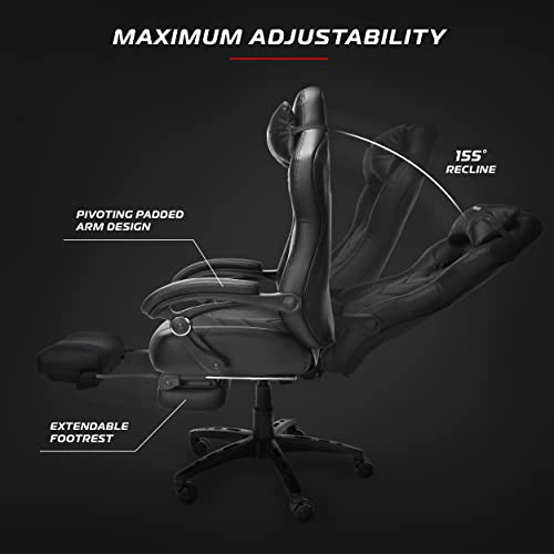 RESPAWN 110 Pro Gaming Chair - Gaming Chair with Footrest, Reclining Gaming Chair, Video Gaming Computer Desk Chair, Adjustable Desk Chair