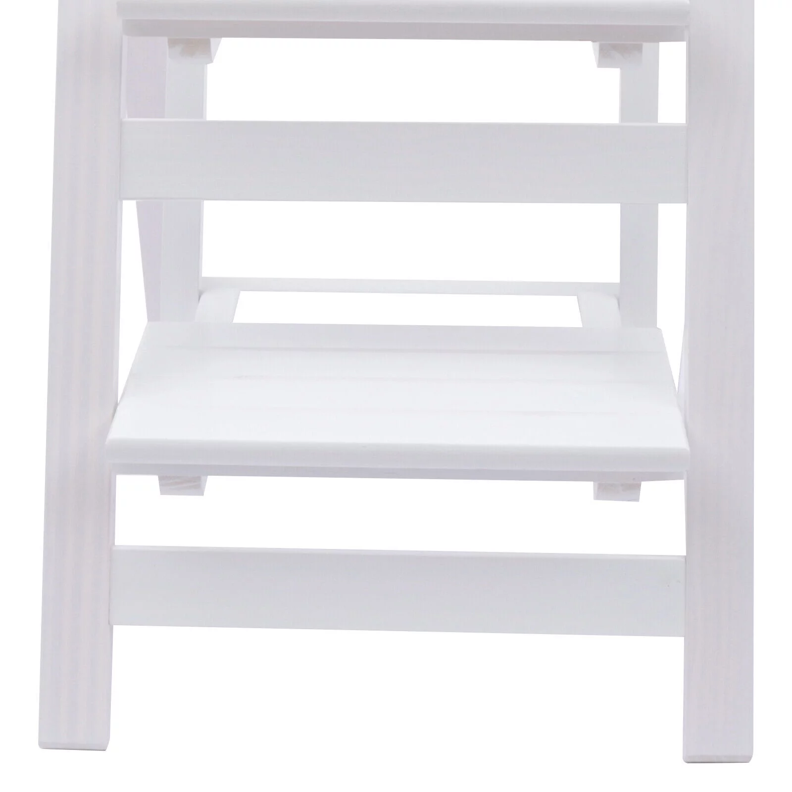 DENEST Folding Step Ladder 3-Layer Folding Wooden Step Stool Anti-Slip White 150kg
