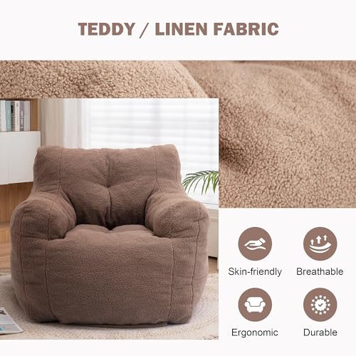 INMOZATA 3FT Bean Bag Chair for Adult Teens Kids(with Filler) Furniture - Soft Teddy Fabric Lazy Sofa Chair