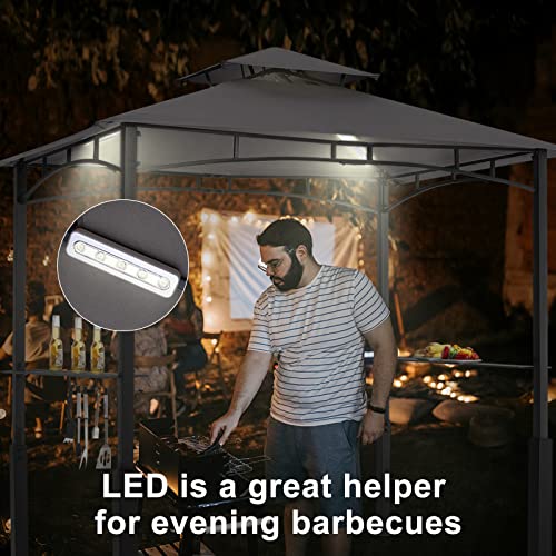 ABCCANOPY 8x5 Grill Gazebo - Outdoor BBQ Canopy Shelter with Led Light for Patio Backyard Grilling (Dark Gray)