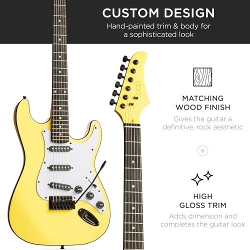 Best Choice Products 39in Full Size Beginner Electric Guitar Starter Kit w/Case, Strap, 10W Amp, Strings, Pick, Tremolo Bar - Sunburst