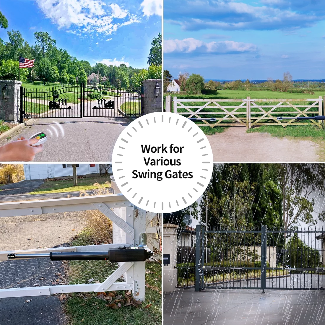 TOPENS A5132 Dual Swing Gate Opener Medium Duty Automatic Gate Motor for Double Swing Gates Up to 16ft per Arm