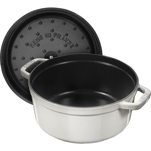 STAUB Cast Iron Dutch Oven 5.5-qt Round Cocotte, Made in France, Serves 5-6, Black Matte