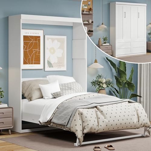 Black Wood Full Size Murphy Bed, Murphy Bed Full Space-Saving Wall Beds
