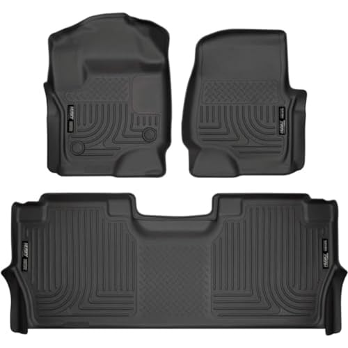 Husky Liners Weatherbeater Floor Mats | Fits 2017-2025 Ford F-250/F-350/F-450 SuperCrew Cab with Factory Carpet & with Fold Flat Storage | Front &