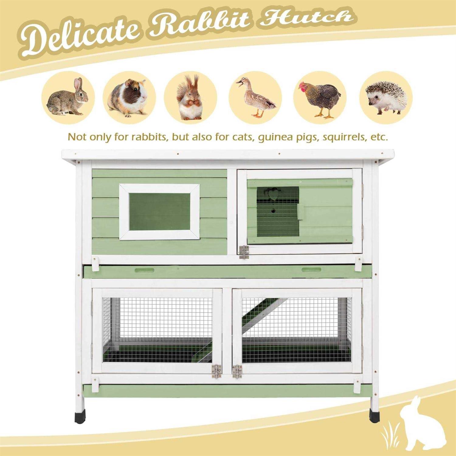 PetsCosset Rabbit Hutch Rabbit Cages Indoor Rabbit Hutch Outdoor Bunny Cage Rabbit Cage On Wheels Two Story Weatherproof Guinea Pig Cage for Small