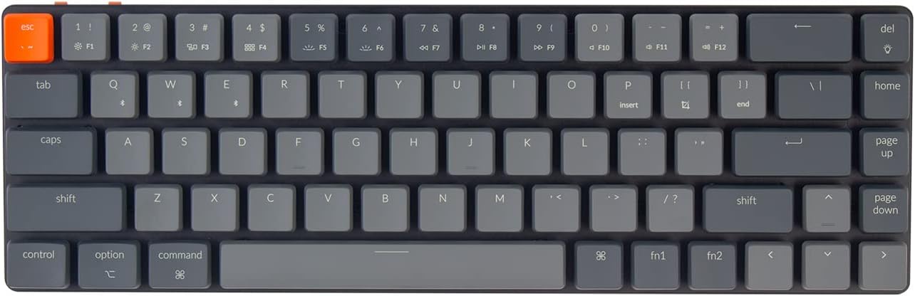 Keychron K7, 68 Keys Ultra-Slim Wireless Bluetooth/Wired Mechanical Keyboard with Low-Profile Gateron Mechanical Brown Switch