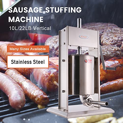 Hakka 15L/32LB Sausage Stuffer, Vertical Sausage Maker and Sausage Filler with 4 Sttuffing Tubes (15L)