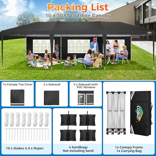 COBIZI 10x10 Pop up Canopy Tent Protable Canopy Tent with 4 Sidewalls Waterproof Commercial Instant Shelter for Parties, Wedding