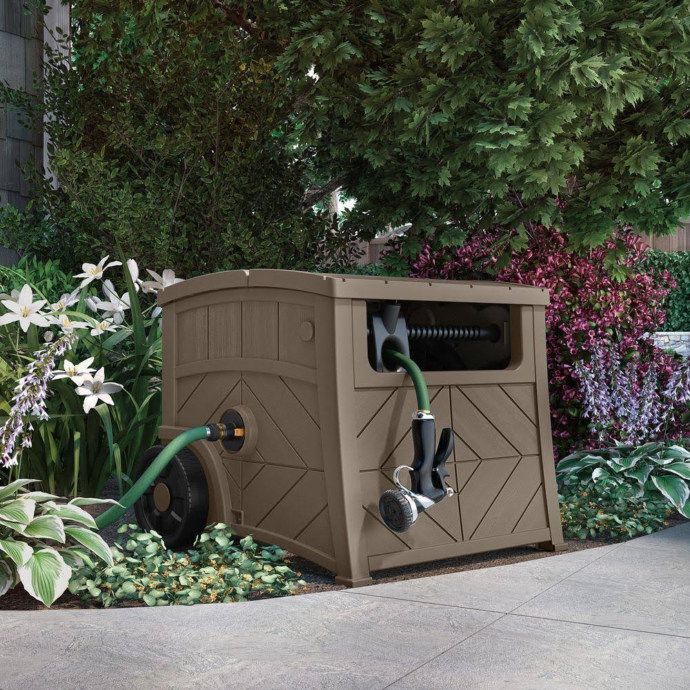 Suncast 150 ft. Free Standing Hideaway Brown Hose Reel