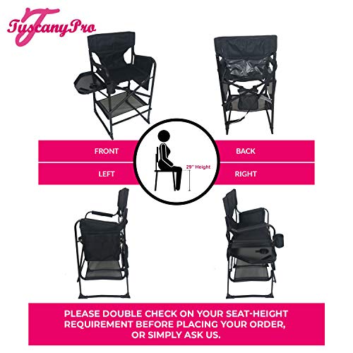 Portable Heavy-Duty Makeup Artist Chair with Umbrella Light Kit - Perfect for Makeup, Salon, Events with 29 Inch Seat Height - Carry Bag Included