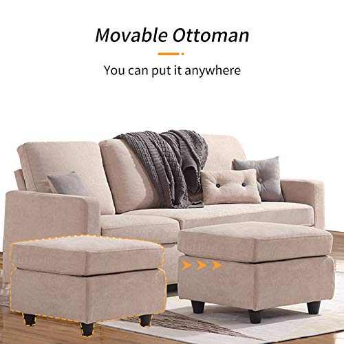 HONBAY Convertible Sectional Sofa, L Shaped Couch with Reversible Chaise for Small Space, Black