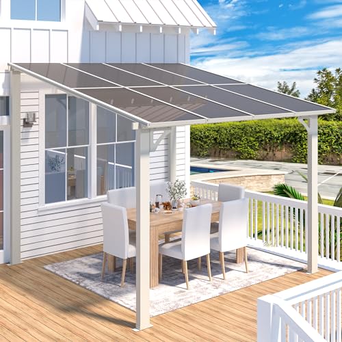 AECOJOY 10&rsquo; x 10&rsquo; Gazebo, Wall Mounted Gazebos Pergola on Clearance, Outdoor Patio Lean to Gazebo Awnings for Deck, Porch